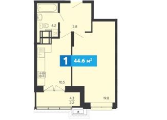 Продам однокомнатную квартиру, 44.6 м2, Пензенская область, Прибрежный бульвар, 5