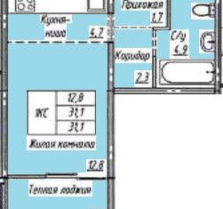 Продажа однокомнатной квартиры, 31.1 м2, рабочий поселок Южный, улица Герцена, 3к2