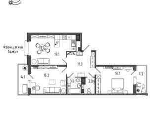 Продается 2-ком. квартира, 71.6 м2, Санкт-Петербург, метро Московские ворота, Черниговская улица, 17