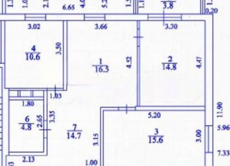 3-комнатная квартира на продажу, 77 м2, Новороссийск, улица Куникова, 5