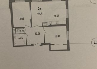 Продам двухкомнатную квартиру, 68.3 м2, Мурино, Петровский бульвар, 2к2, ЖК Три кита