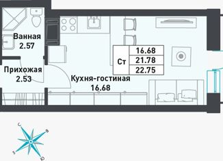 Продаю квартиру студию, 22.75 м2, городской посёлок имени Свердлова, Западный проезд