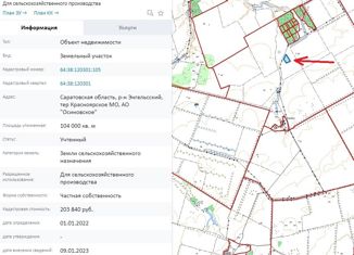 Продаю земельный участок, 1040 сот., Саратовская область