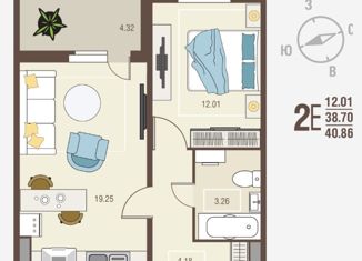 Продается 1-комнатная квартира, 40.86 м2, село Новая Усмань, Алмазная улица, 5