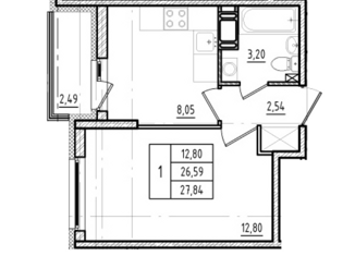Продажа однокомнатной квартиры, 29 м2, Мурино, Воронцовский бульвар, 21к1, ЖК Мой Мир