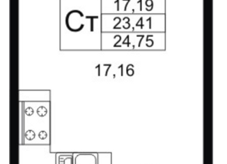 Квартира на продажу студия, 23.41 м2, Мурино, Воронцовский бульвар, 16к1, ЖК Краски Лета