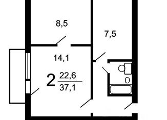 Продаю 2-ком. квартиру, 36.6 м2, Москва, район Покровское-Стрешнево, улица Долгова, 1к1