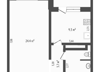 Продаю 1-ком. квартиру, 43.7 м2, деревня Дударева, улица Созидателей, 2, ЖК Комарово