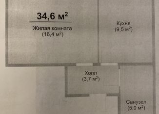 Продаю 1-комнатную квартиру, 34.6 м2, деревня Куюки, 5-й квартал, 12