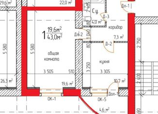 Продается 1-ком. квартира, 43 м2, Тамбов, улица Чичерина, 7к1, ЖК Империал