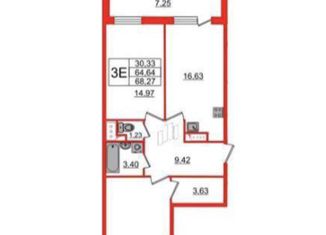 Продажа 2-ком. квартиры, 64.64 м2, Санкт-Петербург, 1-й Предпортовый проезд, 15, 1-й Предпортовый проезд
