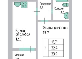Продажа 1-комнатной квартиры, 32.4 м2, Санкт-Петербург, Приморский район, Планерная улица, 97к2