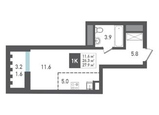 Продажа квартиры студии, 27.9 м2, Смоленск