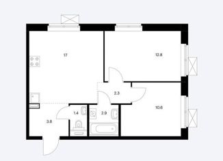 Продажа 2-комнатной квартиры, 50.8 м2, посёлок Коммунарка, ЖК Бунинские Луга, улица Александры Монаховой, 87к6