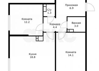 Продам двухкомнатную квартиру, 60.7 м2, Краснодар, ЖК Южане, 03К-580, 14-й километр