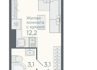Продается квартира студия, 22 м2, посёлок Садовый, Спортивная улица