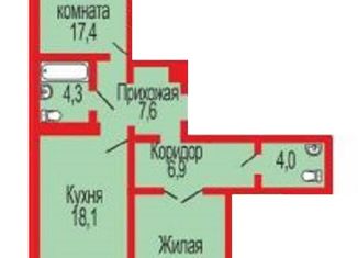 3-комнатная квартира на продажу, 78 м2, Оренбург, Уральская улица, 2/24, ЖК Дубки