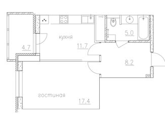 Продам 1-комнатную квартиру, 42 м2, Екатеринбург, Трамвайный переулок, 2к3, ЖК Малевич