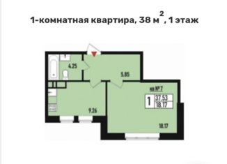 Продаю однокомнатную квартиру, 38 м2, деревня Зверево, улица Генерала Донскова, 25к3
