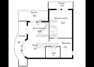 Продается двухкомнатная квартира, 64 м2, Краснодар, Сормовская улица, 208, ЖК Форт Карасун