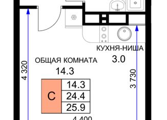 Продам квартиру студию, 29 м2, Краснодар, ЖК Ракурс, улица имени Героя Ростовского, 8к3