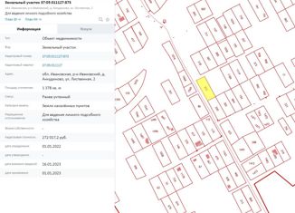 Земельный участок на продажу, 13.78 сот., Ивановская область, Лиственная улица