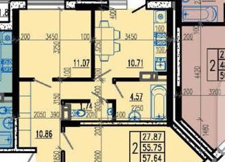 Двухкомнатная квартира на продажу, 55.75 м2, Славянск-на-Кубани, Октябрьская улица, 93/2