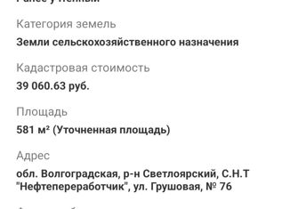 Продажа земельного участка, 6 сот., СНТ Нефтепереработчик, Фруктовая улица, 57