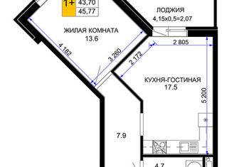 Продам 1-ком. квартиру, 45.8 м2, Краснодар, улица Ветеранов, 85, микрорайон 2-я Площадка