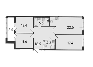 Продается трехкомнатная квартира, 93.6 м2, Санкт-Петербург, Миргородская улица, 1А, Миргородская улица