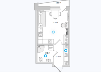 Продажа квартиры студии, 27.93 м2, поселок Бугры, ЖК Новые Горизонты, Гаражный проезд, 27к2