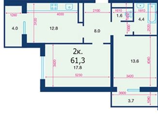 2-комнатная квартира на продажу, 59 м2, Краснодар, ЖК Бауинвест, улица Героя Владислава Посадского, 16/1