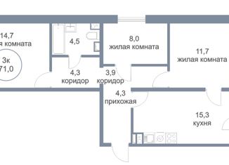 3-ком. квартира на продажу, 71 м2, Тюменская область, 17-й микрорайон, 7/2