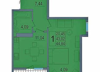 Продается 1-ком. квартира, 44.7 м2, Краснодар, улица Красных Партизан, 4/15, микрорайон Микрохирургии глаза