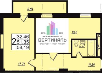 Продам двухкомнатную квартиру, 58.19 м2, Челябинск, улица Университетская Набережная, 105, жилой район Академ Риверсайд