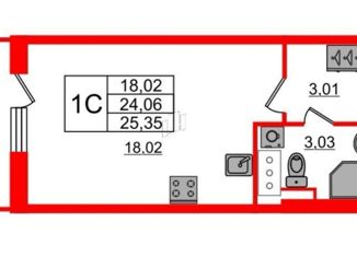 Продаю 1-комнатную квартиру, 24 м2, Санкт-Петербург, ЖК Стрижи в Невском 2, Фарфоровская улица, 7к1