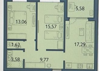 Двухкомнатная квартира на продажу, 66.5 м2, посёлок Путёвка, микрорайон Мегаполис-парк, 1