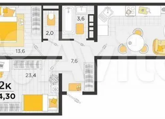 Продается 2-ком. квартира, 74.4 м2, Краснодарский край, улица имени В.Н. Мачуги, 166Ак1