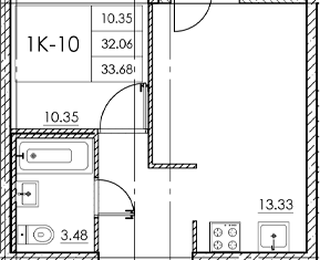 Продается 1-комнатная квартира, 32.06 м2, поселок Бугры, ЖК Новые Горизонты