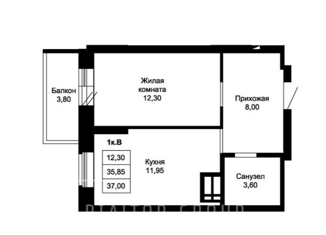 1-комнатная квартира на продажу, 37.35 м2, Новосибирск, Ленинградская улица, 138, ЖК Ленинград