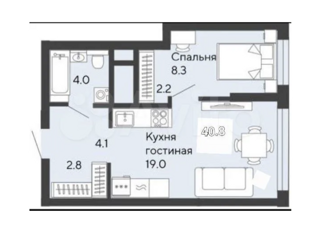 Продам однокомнатную квартиру, 40.8 м2, Екатеринбург, улица Владимира Белоглазова, 2Б