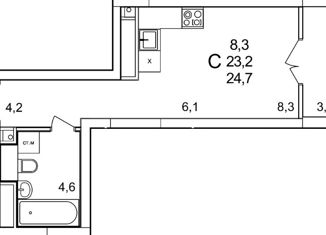 Продается квартира студия, 24.7 м2, деревня Анкудиновка, Русская улица, 12