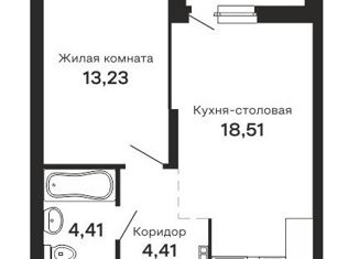 Продам 1-ком. квартиру, 43.3 м2, Екатеринбург, Академический район, улица Рябинина