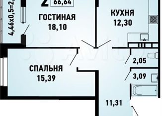 Сдается 2-ком. квартира, 67 м2, Краснодар, Домбайская улица, 57, микрорайон Губернский