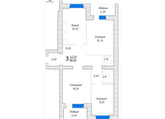 Продажа 3-ком. квартиры, 86 м2, Самара, Красноглинский район, 1-й квартал, 62