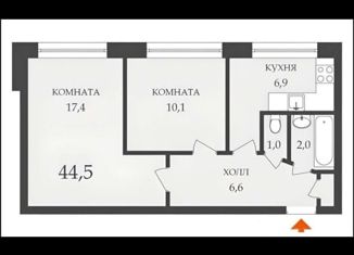 Двухкомнатная квартира на продажу, 44.8 м2, Санкт-Петербург, улица Евдокима Огнева, 4к1, улица Евдокима Огнева