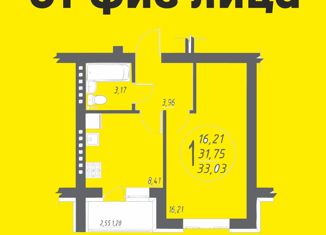 1-комнатная квартира на продажу, 33.03 м2, деревня Ветошниково, улица Ивана Спатара, 6