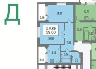 Продам 2-комнатную квартиру, 59.6 м2, Саратов, Усть-Курдюмская улица, 29, ЖК Изумрудный