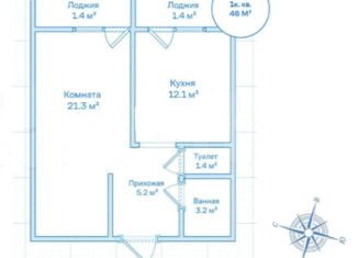 Продажа 1-комнатной квартиры, 46 м2, Санкт-Петербург, Кременчугская улица, 9к1, ЖК Царская Столица