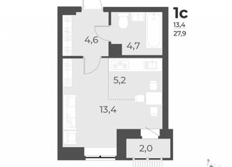 Продаю 1-ком. квартиру, 28 м2, Новосибирск, ЖК Дежнёв, улица имени генерал-майора А.Н. Рожкина, 13